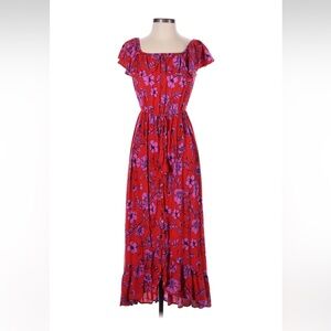 NWOT: Band Of Gypsies Boho Pink Floral Midi/Maxi Dress• Small